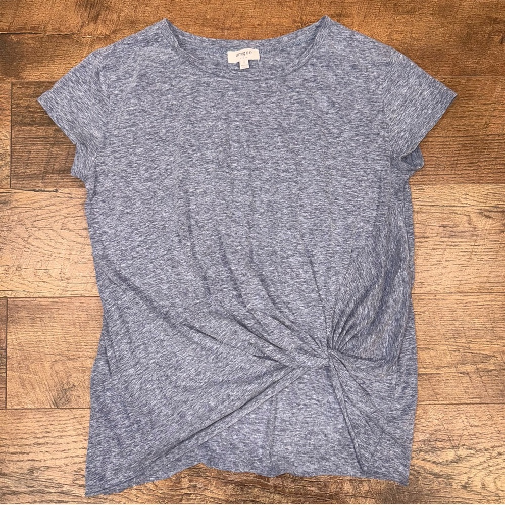 Umgee Blue-Gray Twist Front Women's Top